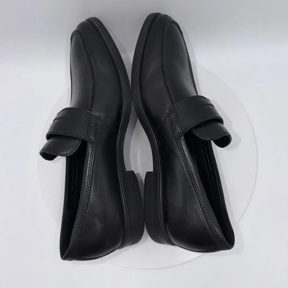 Ecco Men's Melbourne Penny Loafer Black Leather Dress Shoes Size 10 EU 44